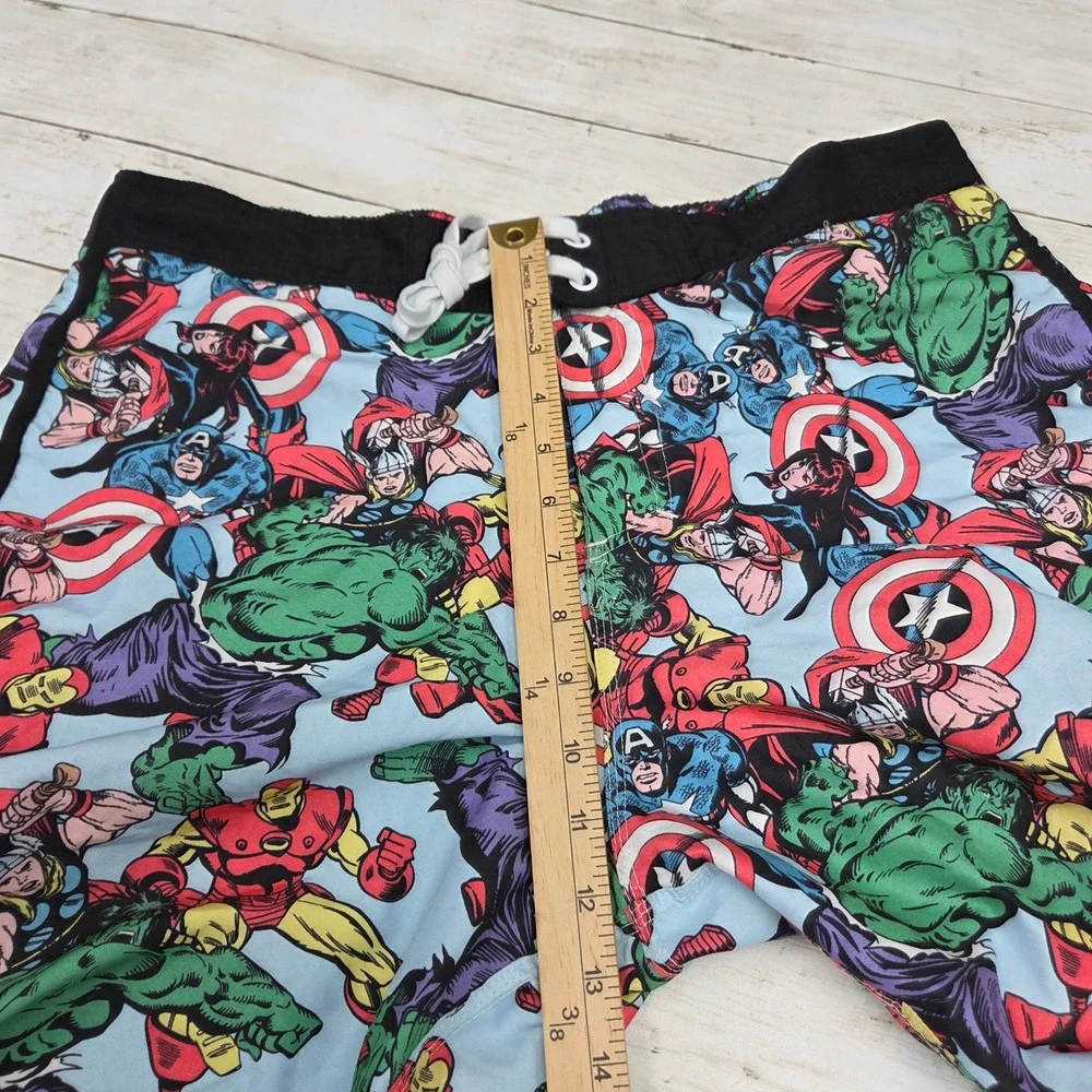 Marvel Avengers Board Shorts Swim Trunks Mens Large Blue Comic Book Print